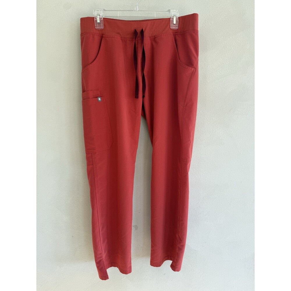 FIGS Scrub Pants Womens Large L Red Salmon Straight Leg Medical Nurse Workwear